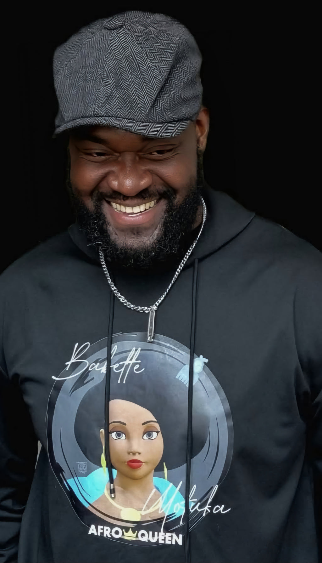 Sweat à Capuche Babette Motuka AfroQueen couleur Noir 👑, Mixte Homme Femme, Noir, Tailles S/M/L/XL/XXL