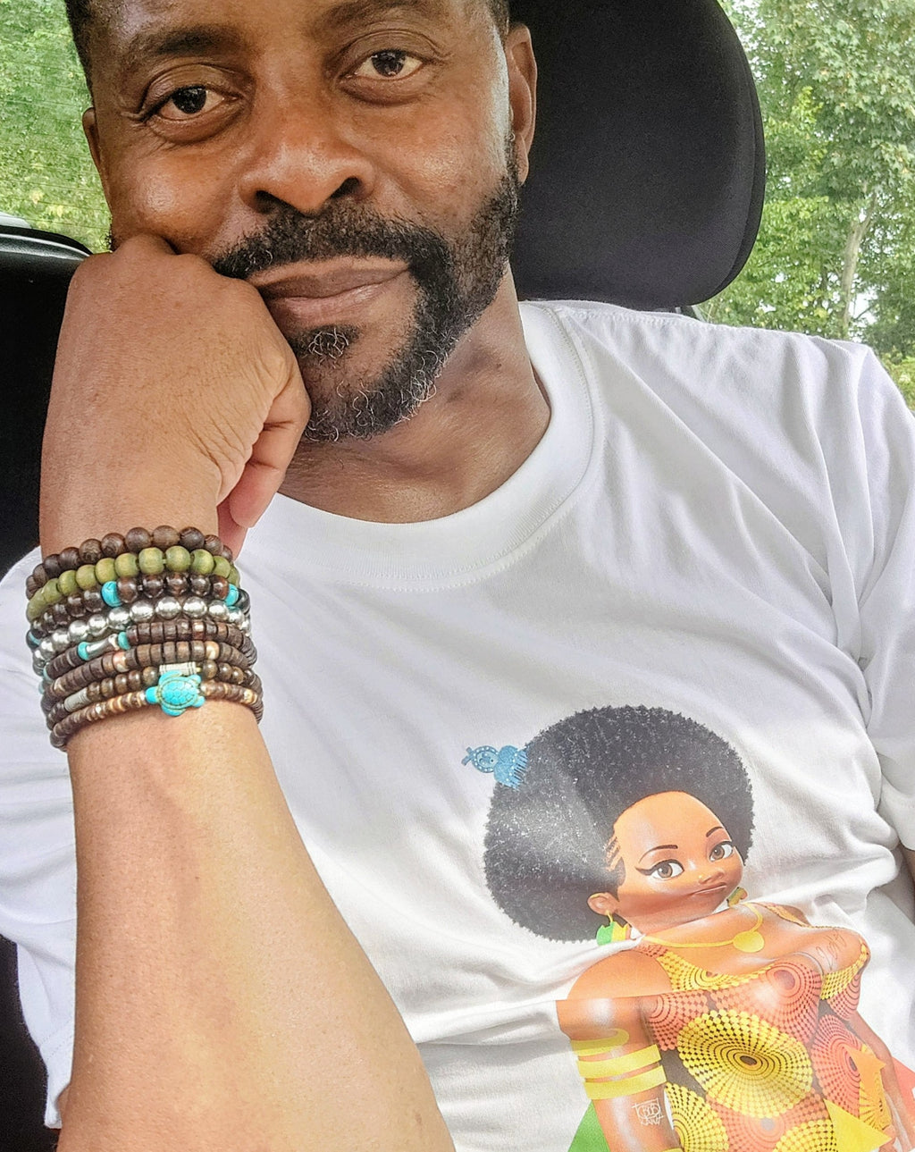 T-shirt Waxy2 Blanc ⚜️ - Babette Motuka AfroQueen, Unisexe, Manche Courte, Coupe Classique, Noir, S-XXL, Coupe Regular, Casual, Col Rond (Copie)