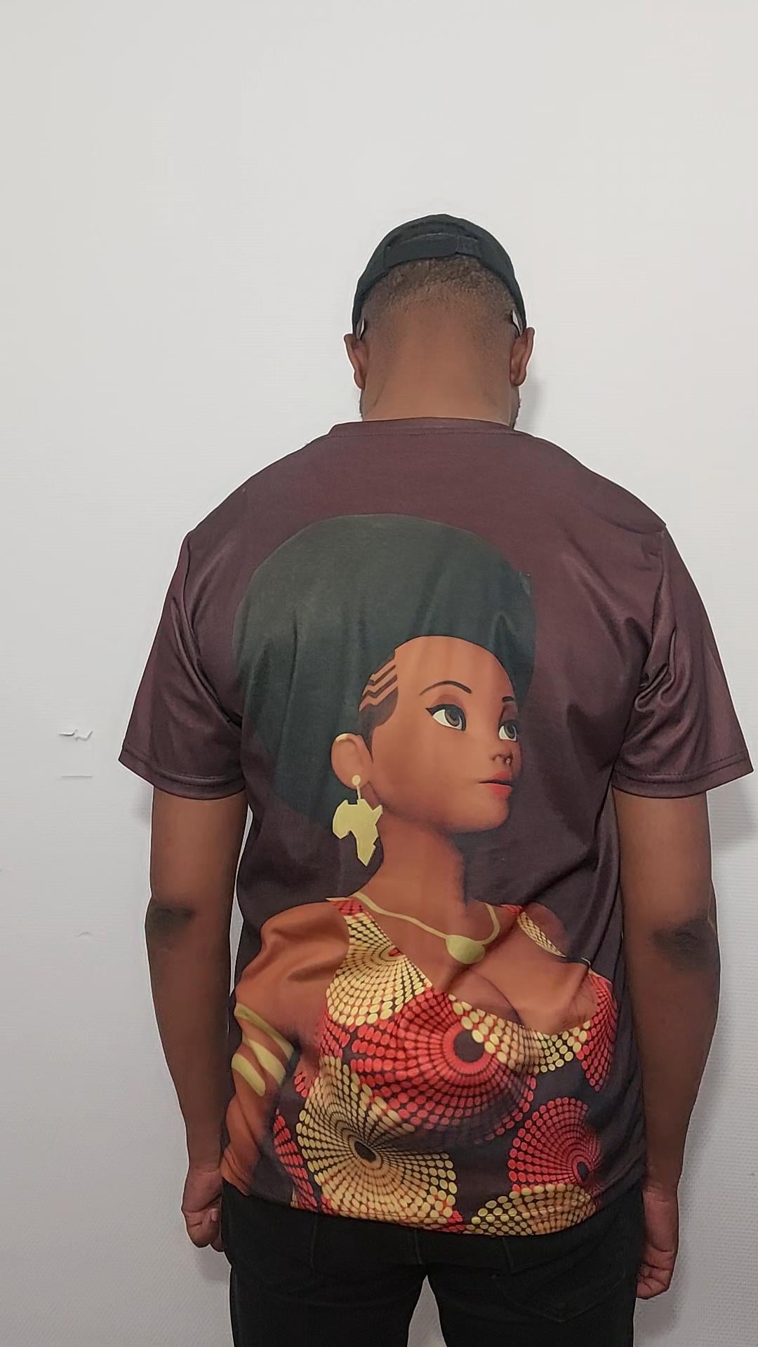 T-shirt Babette Motuka AfroQueen – Waxy ⚜️, Unisexe, Manche Courte, Coupe Classique, Noir, S-XXL, Coupe Regular, Casual, Col Rond