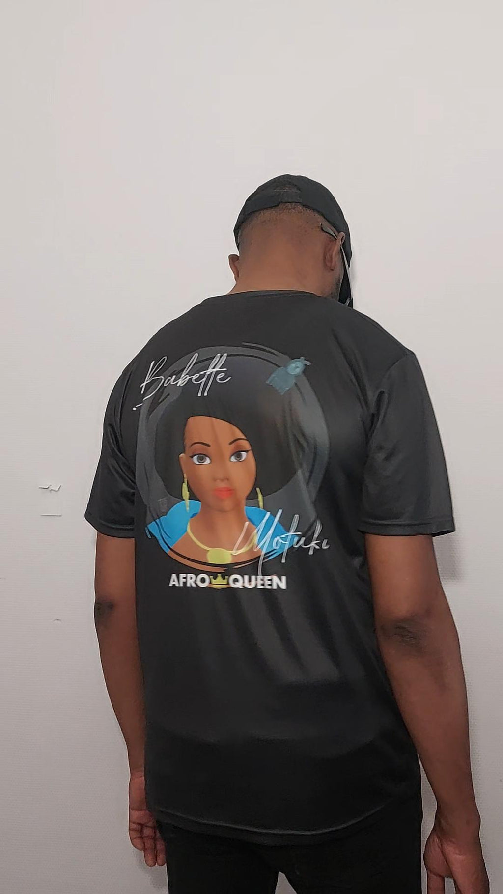 T-shirt Babette Motuka AfroQueen couleur Noire👑, Unisexe, Manche Courte, Coupe Classique, Noir, S-XXL, Coupe Regular, Casual, Col Rond