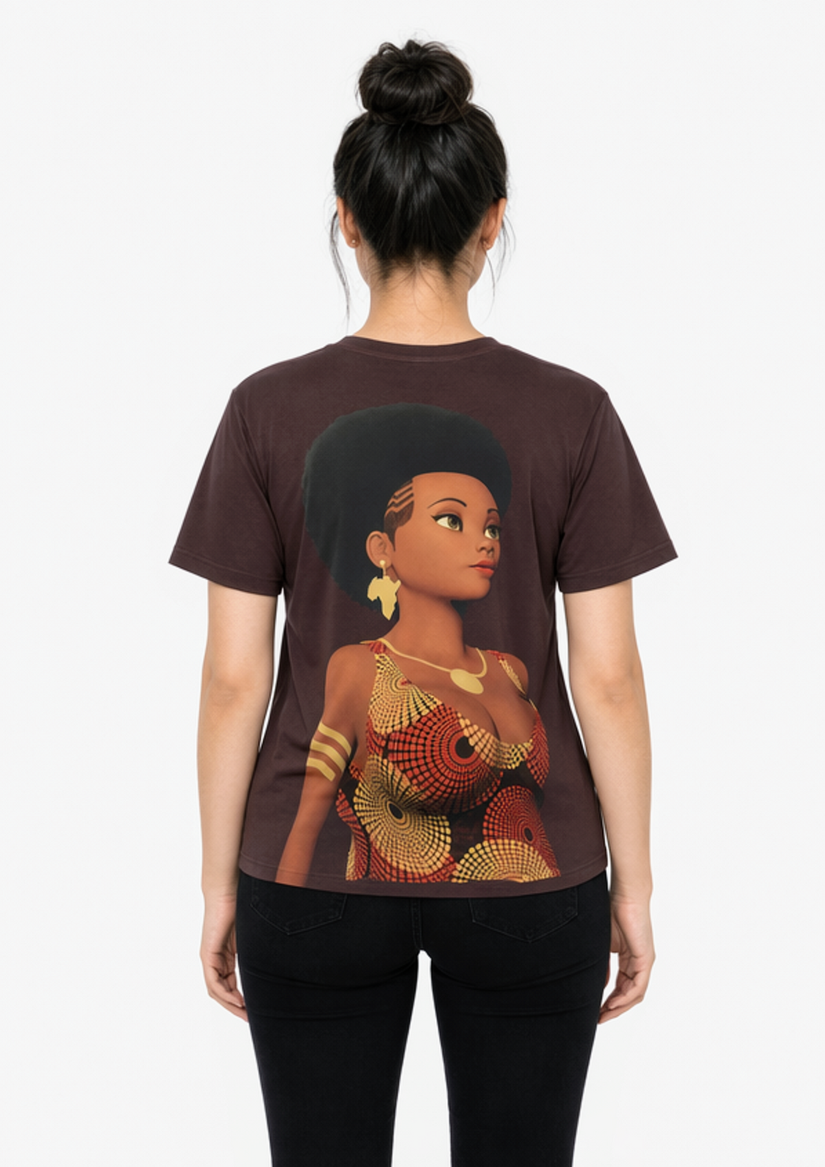 Waxy ⚜️ - T-shirt Babette Motuka AfroQueen, Unisexe, Manche Courte, Coupe Classique, Noir, S-XXL, Coupe Regular, Casual, Col Rond