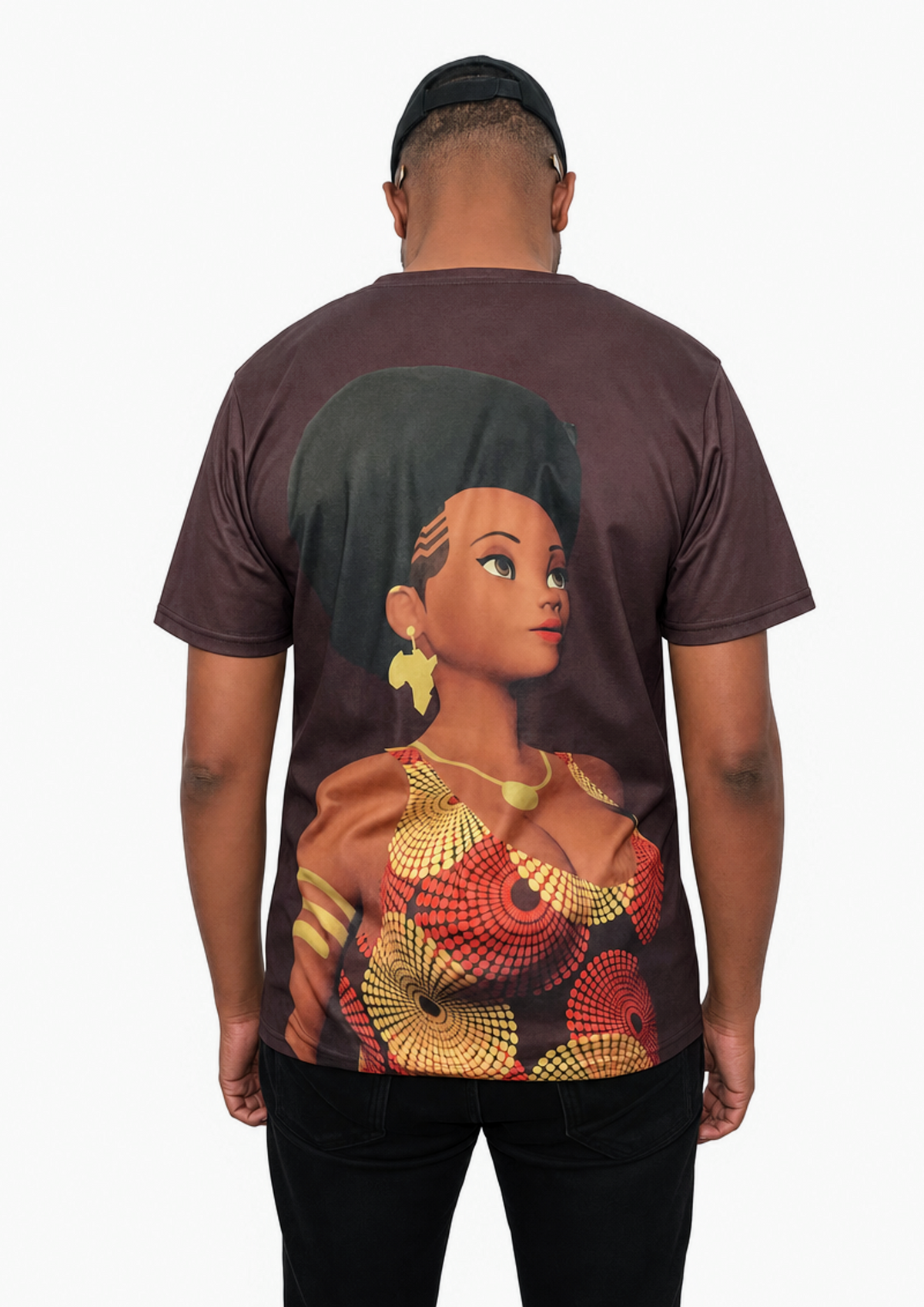 Waxy ⚜️ - T-shirt Babette Motuka AfroQueen, Unisexe, Manche Courte, Coupe Classique, Noir, S-XXL, Coupe Regular, Casual, Col Rond