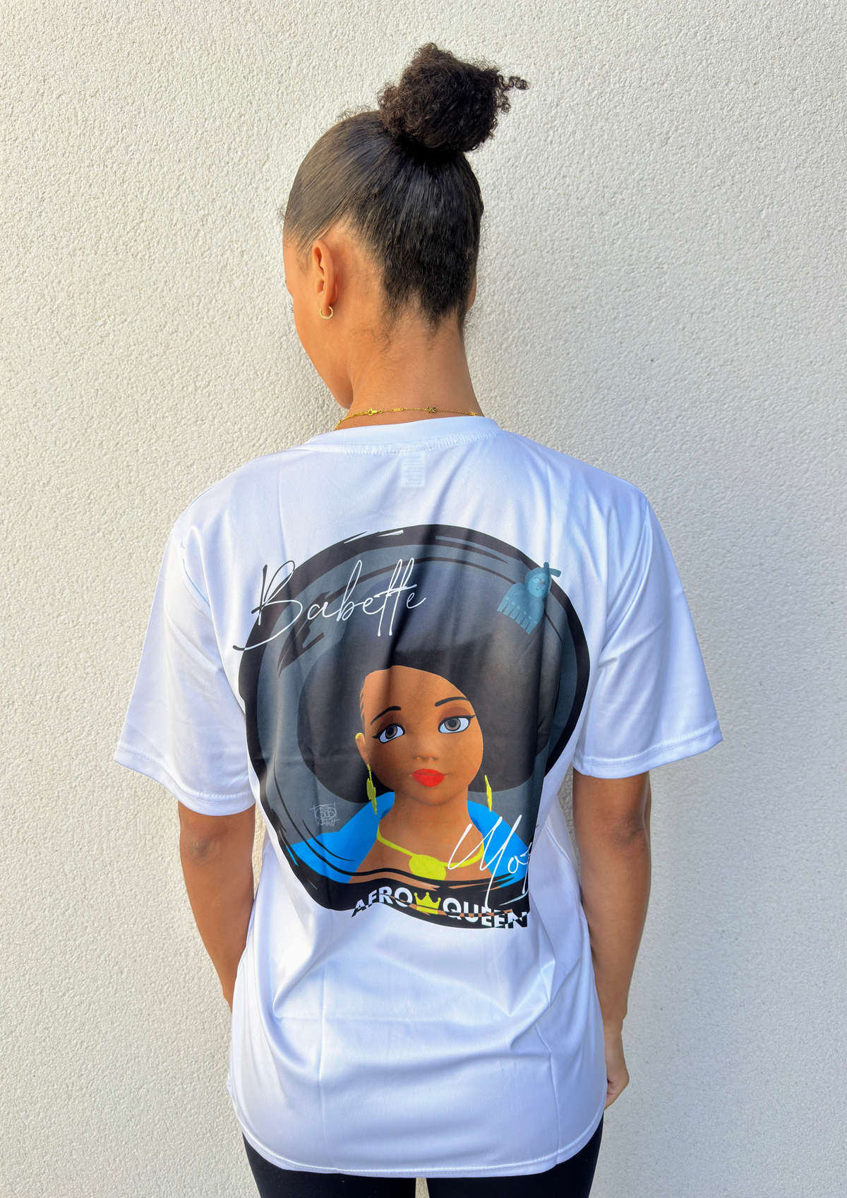 Blanc 👑 - T-shirt Babette Motuka AfroQueen couleur, Unisexe, Manche Courte, Coupe Classique, Noir, S-XXL, Coupe Regular, Casual, Col Rond
