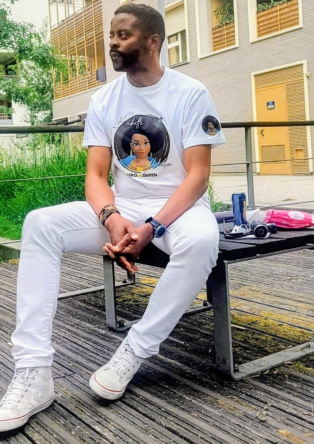 Blanc 👑 - T-shirt Babette Motuka AfroQueen couleur, Unisexe, Manche Courte, Coupe Classique, Noir, S-XXL, Coupe Regular, Casual, Col Rond