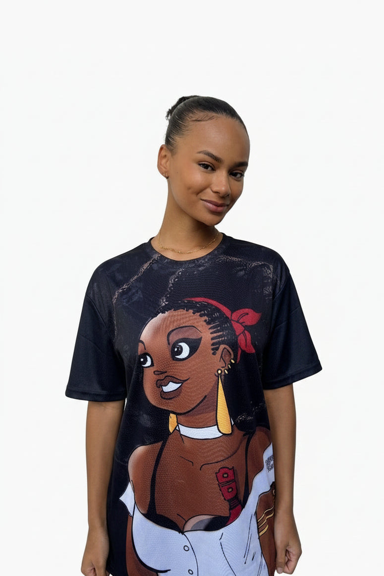 T-shirt Babette Motuka Chouchou fond noir 🦋, Unisexe, Manche Courte, Coupe Classique, Noir, S-XXL, Coupe Regular, Casual, Col Rond