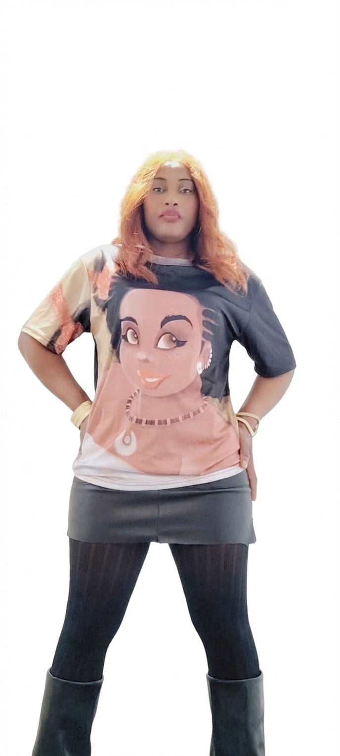 T-shirt Babette Motuka Kisanola 🪮, Unisexe, Manche Courte, Coupe Classique, Noir, S-XXL, Coupe Regular, Casual, Col Rond