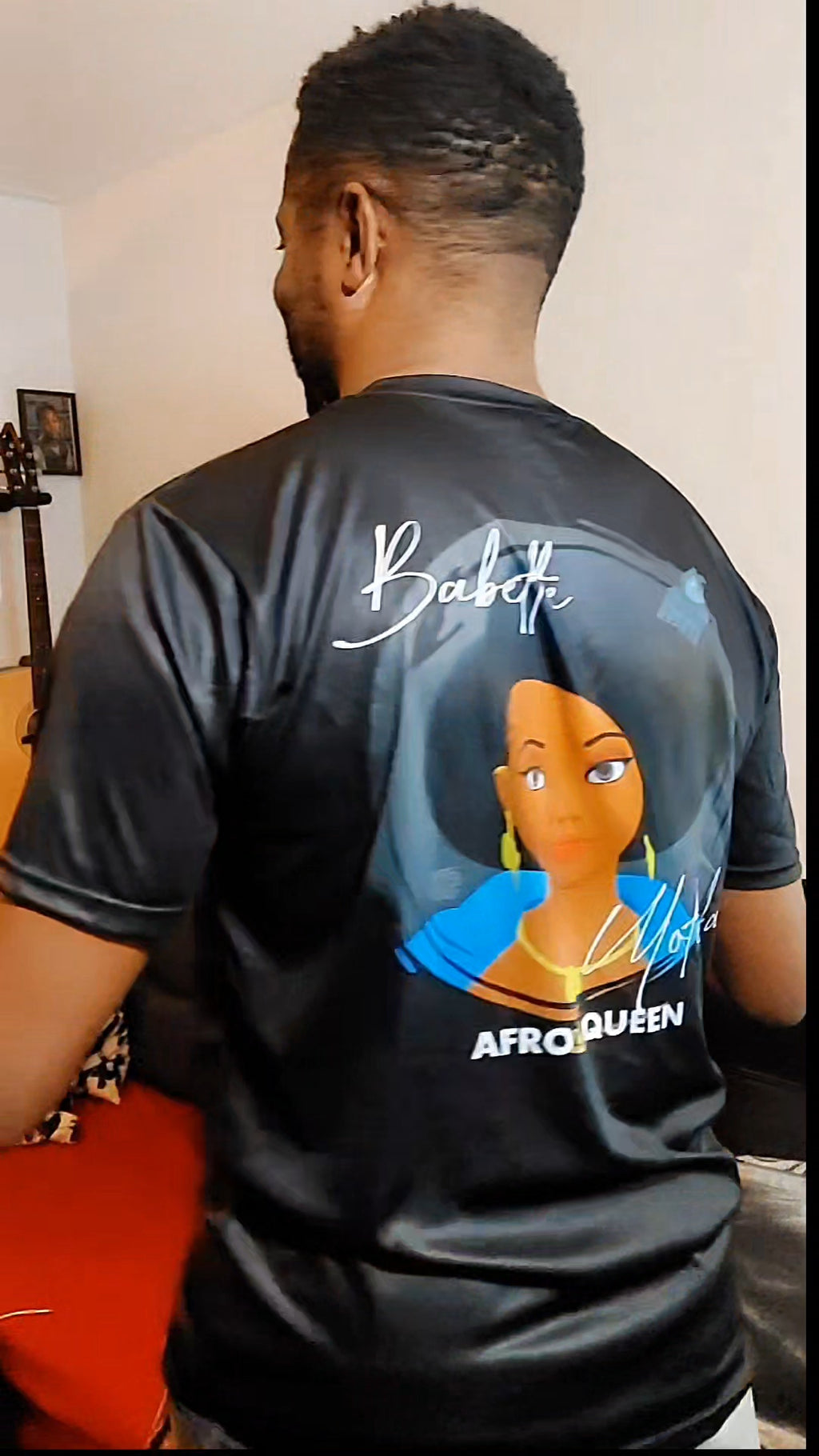 T-shirt Babette Motuka AfroQueen couleur Noire👑, Unisexe, Manche Courte, Coupe Classique, Noir, S-XXL, Coupe Regular, Casual, Col Rond