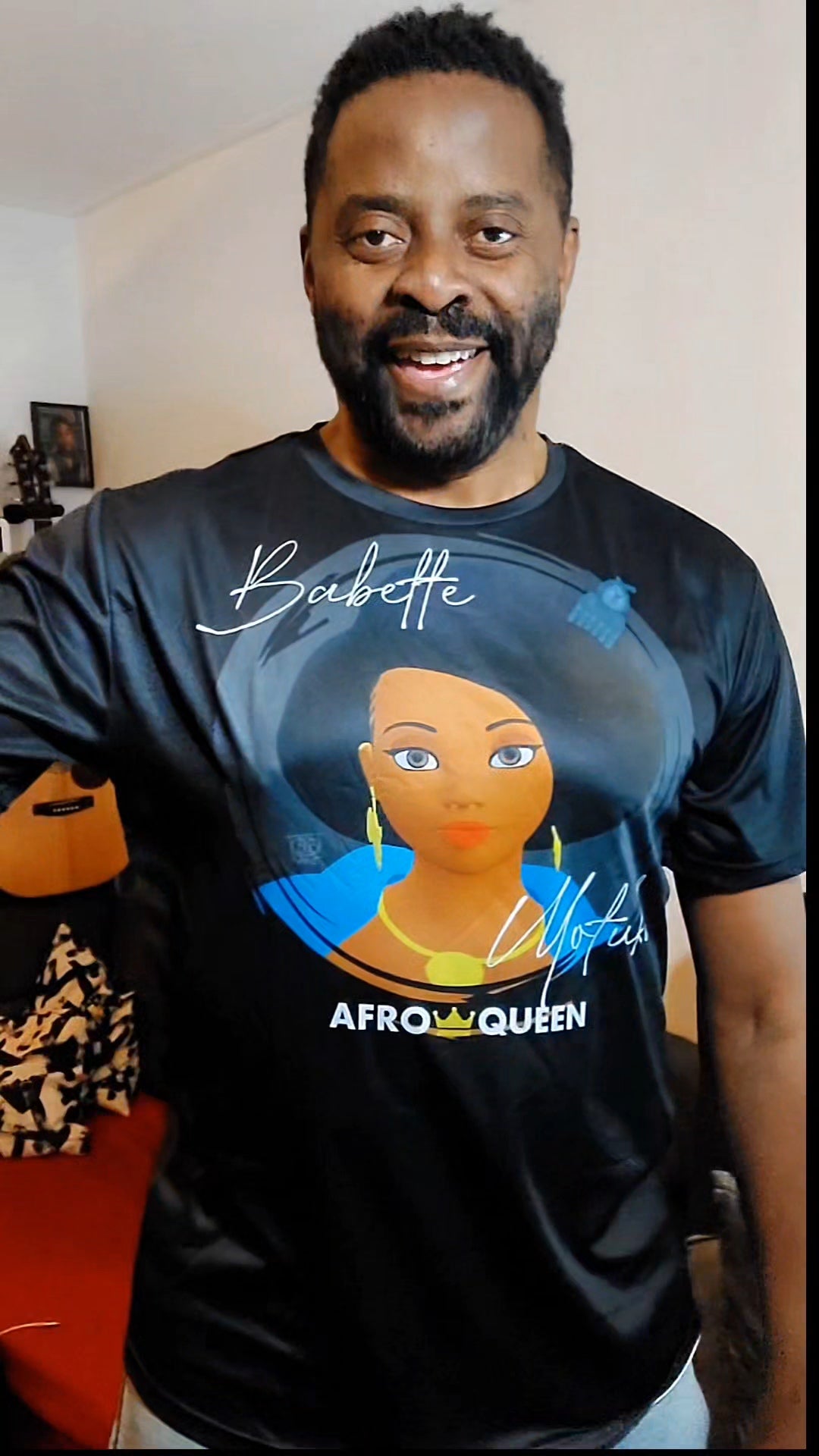 T-shirt Babette Motuka AfroQueen couleur Noire👑, Unisexe, Manche Courte, Coupe Classique, Noir, S-XXL, Coupe Regular, Casual, Col Rond
