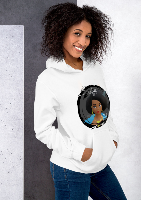 Sweat à Capuche Babette Motuka AfroQueen couleur Blanche👑, Mixte Homme Femme, Blanc, Tailles S/M/L/XL/XXL