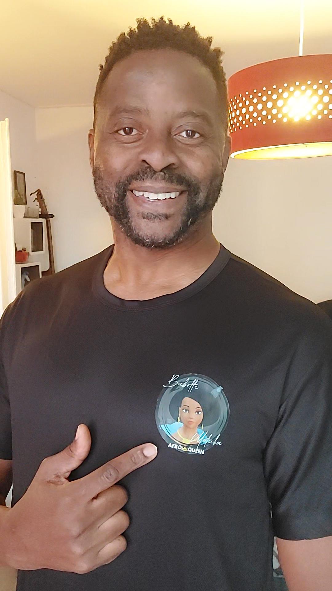 T-shirt Babette Motuka AfroQueen – Sobre Noir 🌟, Unisexe, Manche Courte, Coupe Classique, Noir, S-XXL, Coupe Regular, Casual, Col Rond